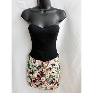 Carmim Floral Y2K Mini Dress Size S Sweetheart Top Bodycon Date Bustier Sexy